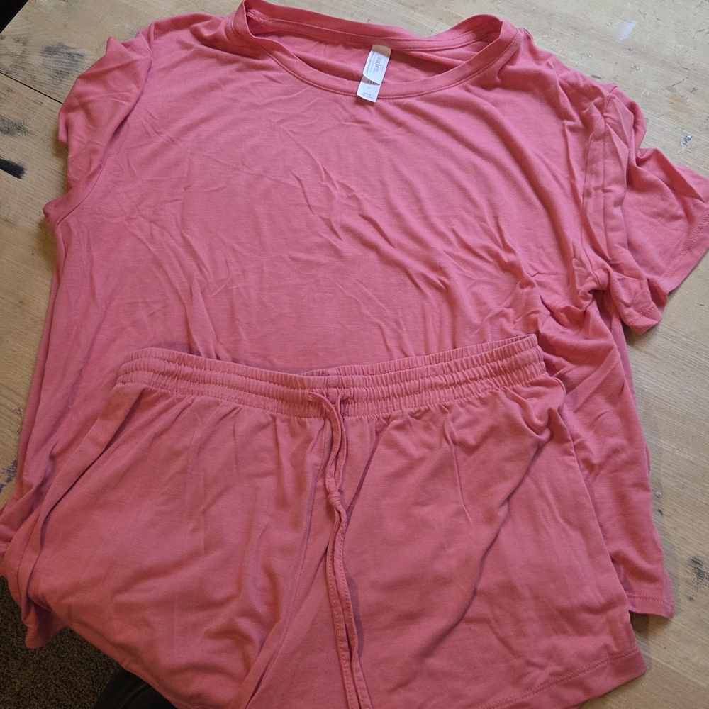 Multi-Pack Lounge Tee & Shorts Set in Coral, Light Blue, Heather Gray - Picture 2 of 4